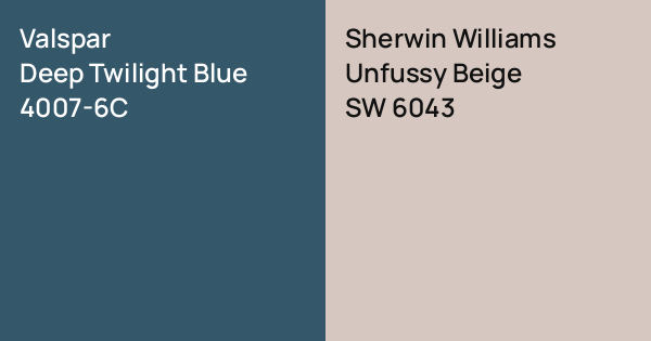 Valspar Deep Twilight Blue vs. Sherwin Williams Unfussy Beige comparison