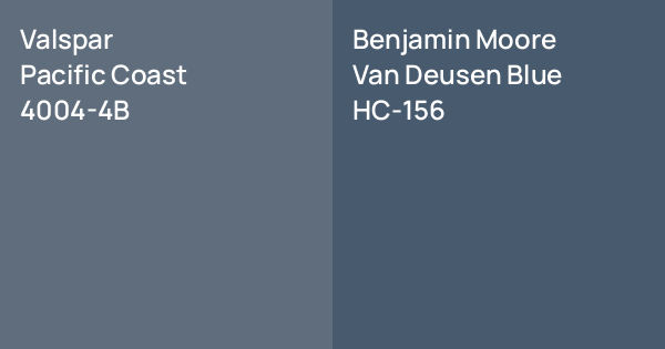 Valspar Pacific Coast vs. Benjamin Moore Van Deusen Blue comparison