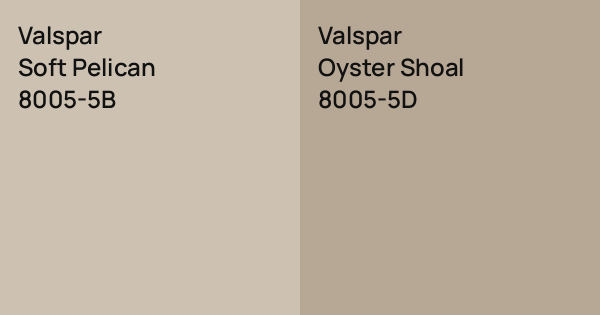 Valspar Soft Pelican vs. Valspar Oyster Shoal comparison