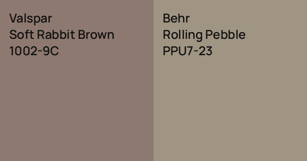 Valspar Soft Rabbit Brown vs. Behr Rolling Pebble comparison