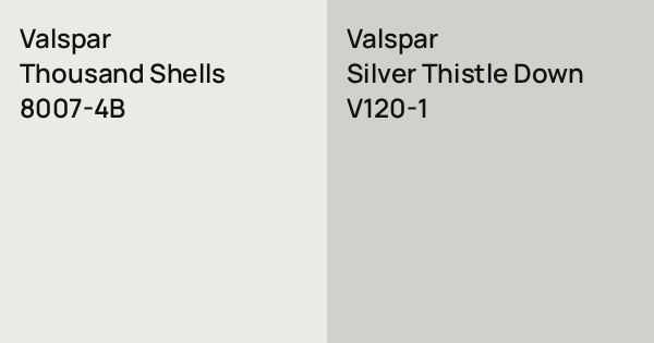 Silver Shell Wos Valspar Thousand Shells vs. Valspar Silver Thistle Down comparison