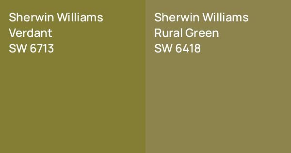 Sw Rural Green Sherwin Williams Verdant vs. Sherwin Williams Rural Green comparison