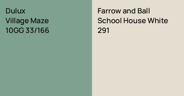 White Color Code House Dulux Village Maze vs. Farrow and Ball School House White comparison