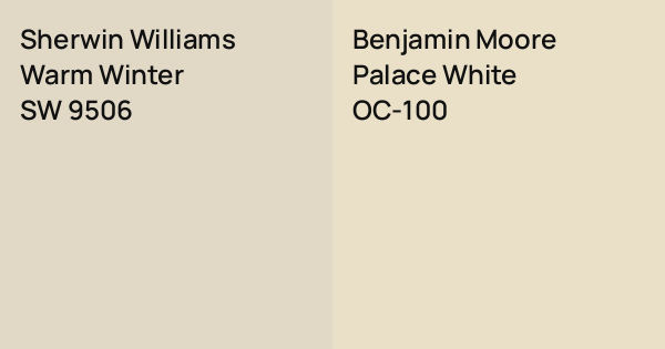 Sherwin Williams Warm Winter vs. Benjamin Moore Palace White comparison