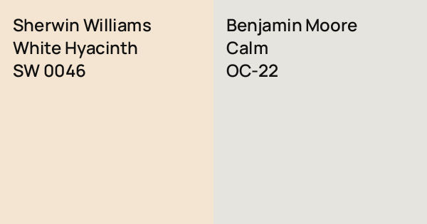 Sherwin Williams White Hyacinth vs. Benjamin Moore Calm comparison