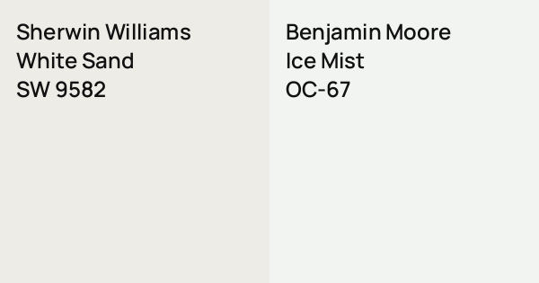 Sherwin Williams White Sand vs. Benjamin Moore Ice Mist comparison