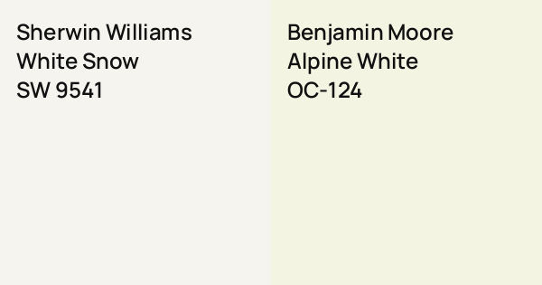 Pure Snow Color Sherwin Williams White Snow vs. Benjamin Moore Alpine White comparison