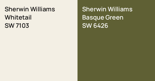 Sherwin Williams Whitetail vs. Sherwin Williams Basque Green comparison