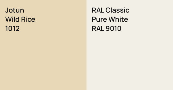 Ral Rice Jotun Wild Rice vs. RAL Classic Pure White comparison
