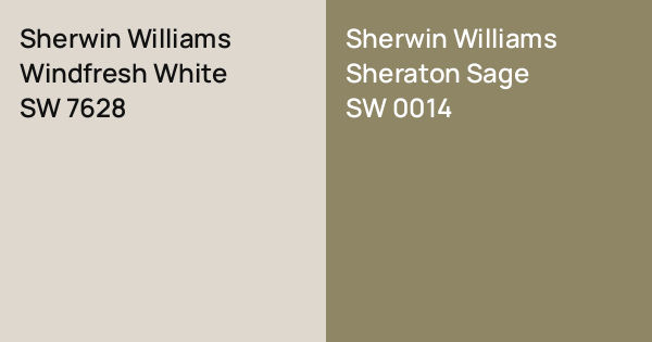 Sw0014 Sherwin Williams Windfresh White vs. Sherwin Williams Sheraton Sage ...
