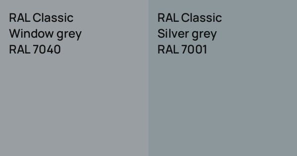 Ral Code 7601 RAL Classic Window grey vs. RAL Classic Silver grey comparison