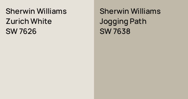 Sherwin Williams Zurich White vs. Sherwin Williams Jogging Path comparison