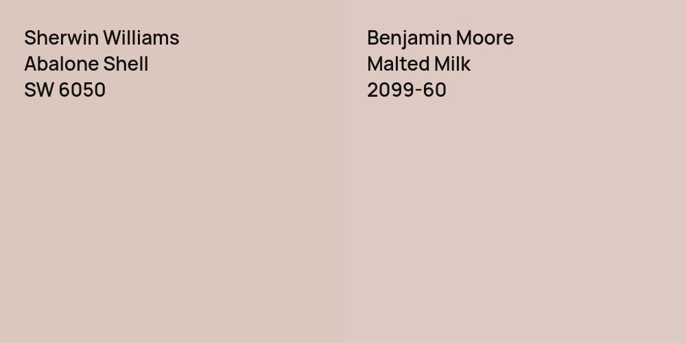 Sherwin Williams Abalone Shell vs. Benjamin Moore Malted Milk