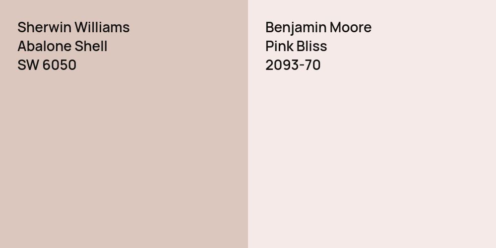 Sherwin Williams Abalone Shell vs. Benjamin Moore Pink Bliss