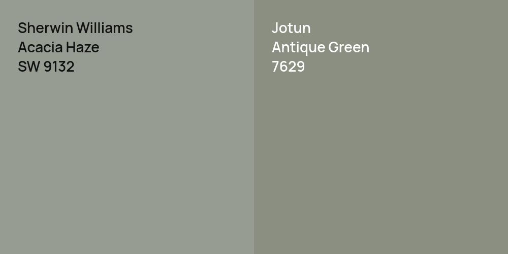 Sherwin Williams Acacia Haze vs. Jotun Antique Green