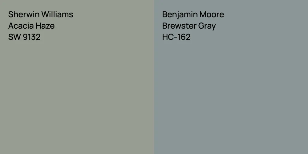 Sherwin Williams Acacia Haze vs. Benjamin Moore Brewster Gray