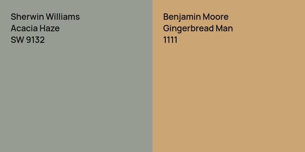 Sherwin Williams Acacia Haze vs. Benjamin Moore Gingerbread Man