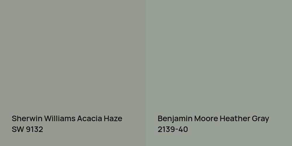 Sherwin Williams Acacia Haze vs. Benjamin Moore Heather Gray