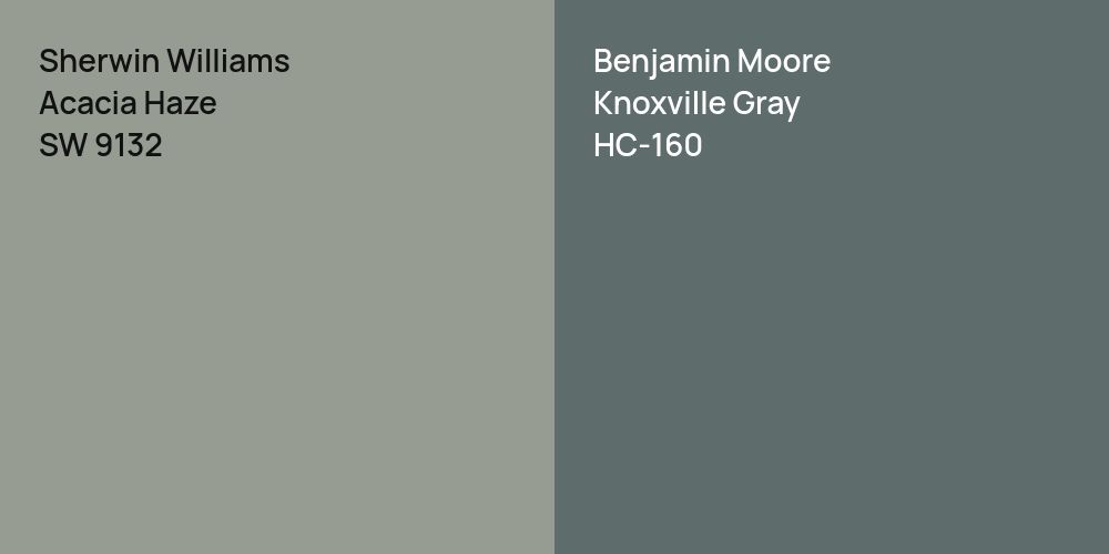 Sherwin Williams Acacia Haze vs. Benjamin Moore Knoxville Gray