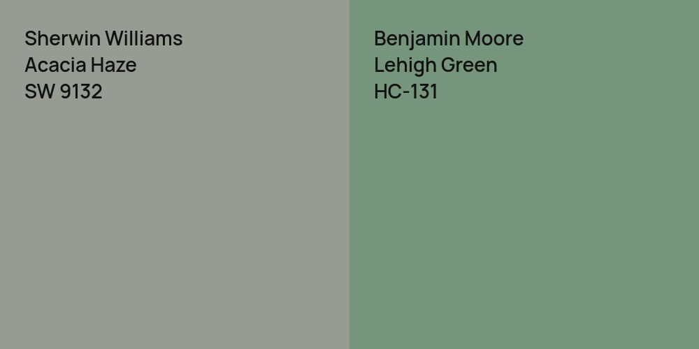 Sherwin Williams Acacia Haze vs. Benjamin Moore Lehigh Green