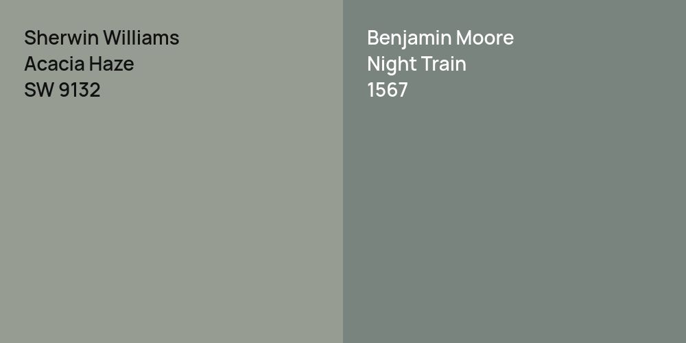 Sherwin Williams Acacia Haze vs. Benjamin Moore Night Train