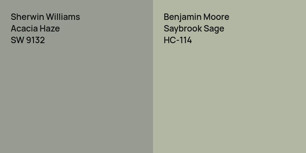 Sherwin Williams Acacia Haze vs. Benjamin Moore Saybrook Sage