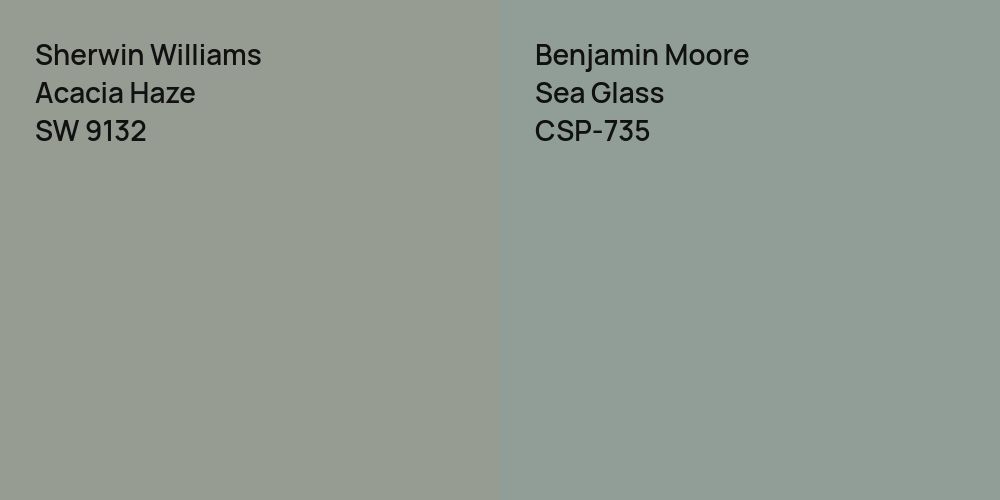 Sherwin Williams Acacia Haze vs. Benjamin Moore Sea Glass