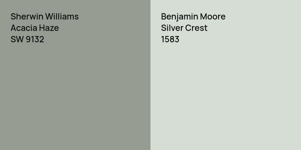 Sherwin Williams Acacia Haze vs. Benjamin Moore Silver Crest