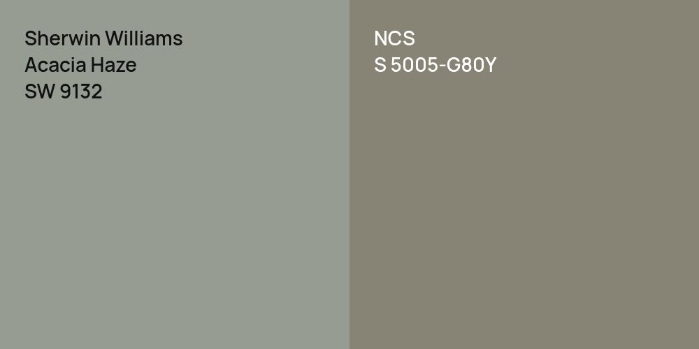 Sherwin Williams Acacia Haze vs. NCS S 5005-G80Y