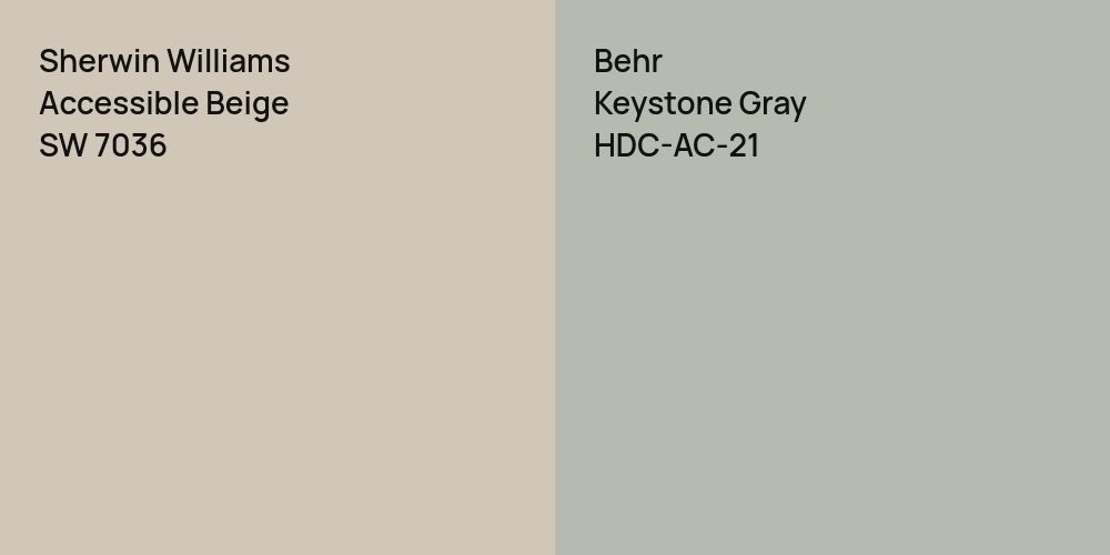 Sherwin Williams Accessible Beige vs. Behr Keystone Gray