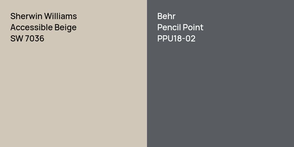 Sherwin Williams Accessible Beige vs. Behr Pencil Point