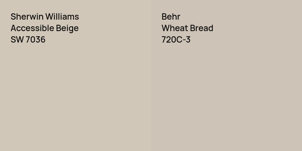 Sherwin Williams Accessible Beige vs. Behr Wheat Bread