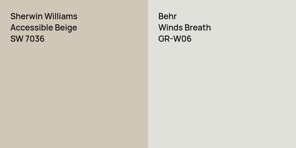 Sherwin Williams Accessible Beige vs. Behr Winds Breath