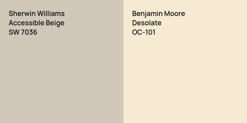 Sherwin Williams Accessible Beige vs. Benjamin Moore Desolate