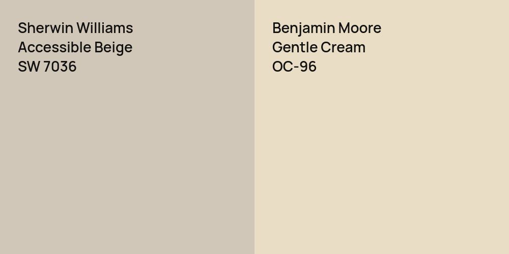 Sherwin Williams Accessible Beige vs. Benjamin Moore Gentle Cream