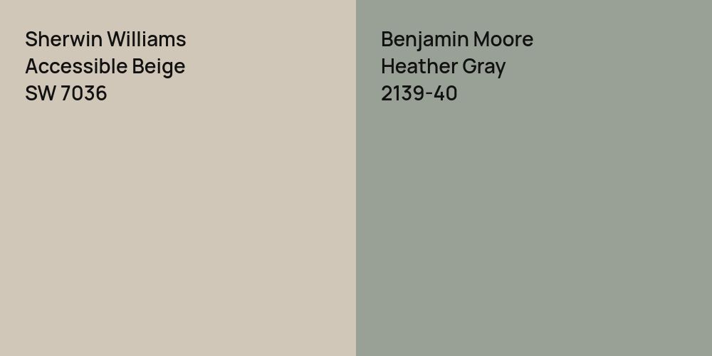 Sherwin Williams Accessible Beige vs. Benjamin Moore Heather Gray