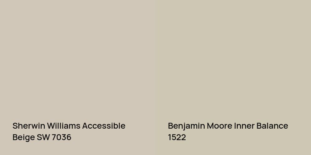 Sherwin Williams Accessible Beige vs. Benjamin Moore Inner Balance