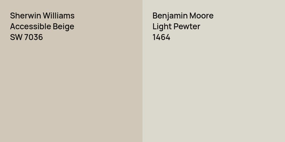 Sherwin Williams Accessible Beige vs. Benjamin Moore Light Pewter