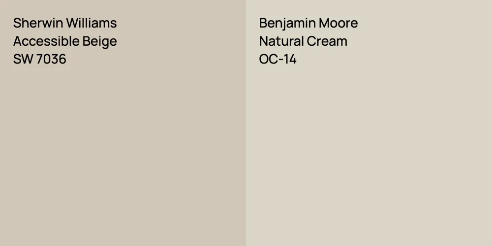 Sherwin Williams Accessible Beige vs. Benjamin Moore Natural Cream