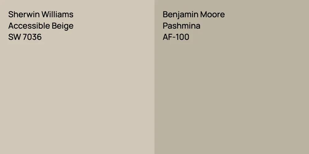 Sherwin Williams Accessible Beige vs. Benjamin Moore Pashmina