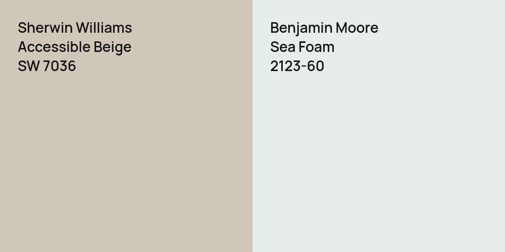 Sherwin Williams Accessible Beige vs. Benjamin Moore Sea Foam