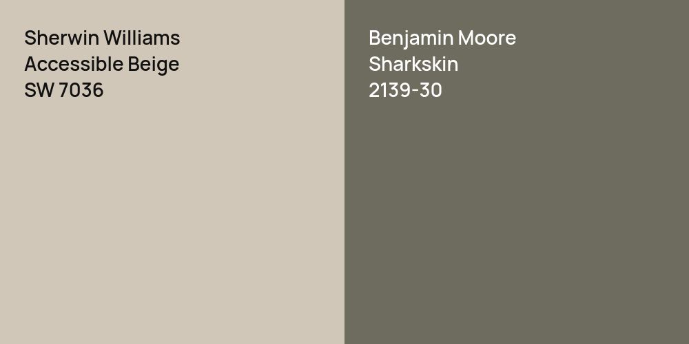 Sherwin Williams Accessible Beige vs. Benjamin Moore Sharkskin