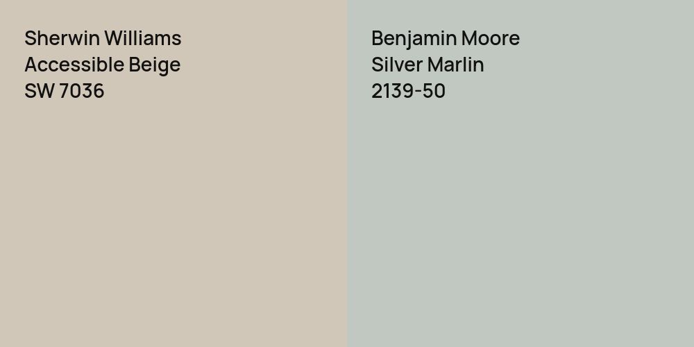 Sherwin Williams Accessible Beige vs. Benjamin Moore Silver Marlin