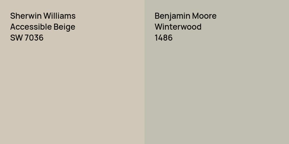 Sherwin Williams Accessible Beige vs. Benjamin Moore Winterwood