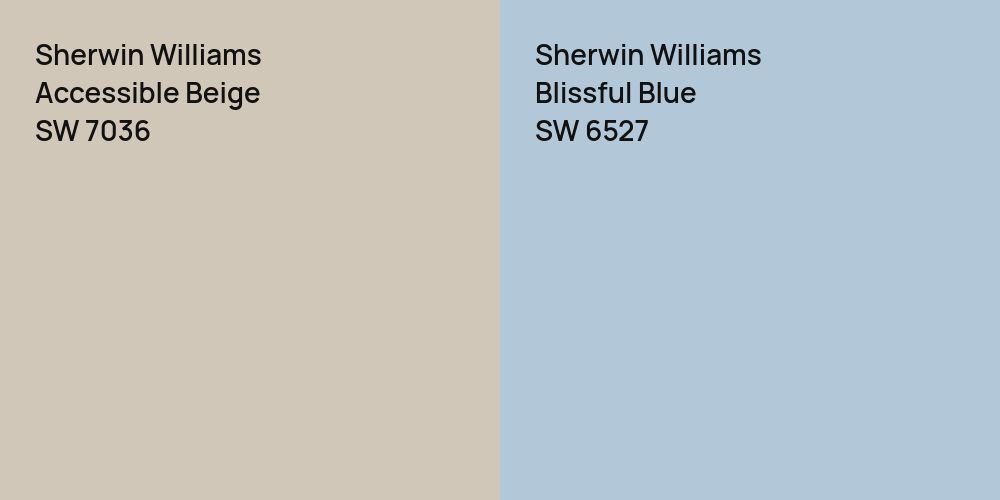 Sherwin Williams Accessible Beige vs. Sherwin Williams Blissful Blue