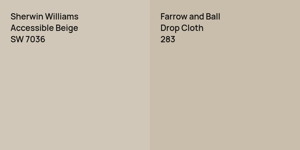 Sherwin Williams Accessible Beige vs. Farrow and Ball Drop Cloth