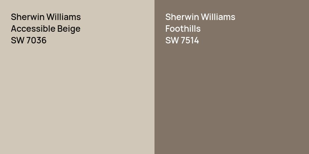 Sherwin Williams Accessible Beige vs. Sherwin Williams Foothills