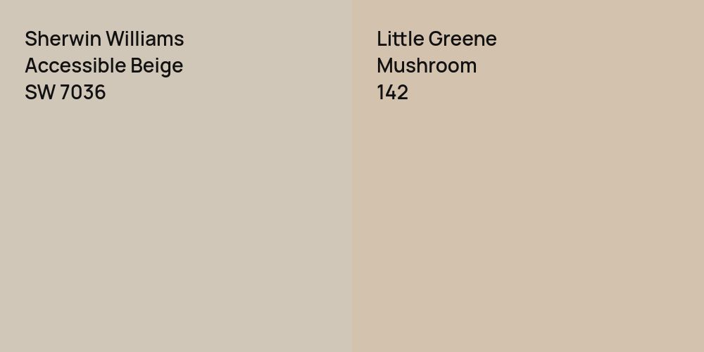 Sherwin Williams Accessible Beige vs. Little Greene Mushroom