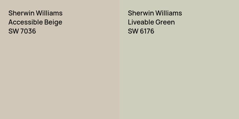 Sherwin Williams Accessible Beige vs. Sherwin Williams Liveable Green