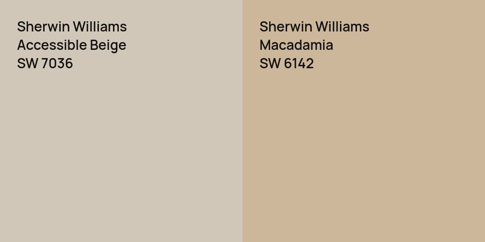 Sherwin Williams Accessible Beige vs. Sherwin Williams Macadamia